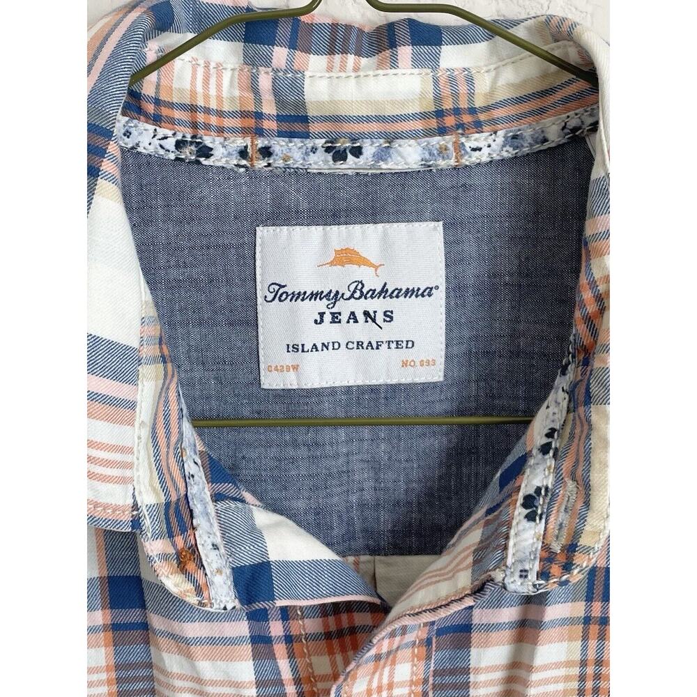 Tommy Bahama Mens Orange Striped Button Down Shirt Small 100% Cotton Pre-owned - Picture 6 of 12
